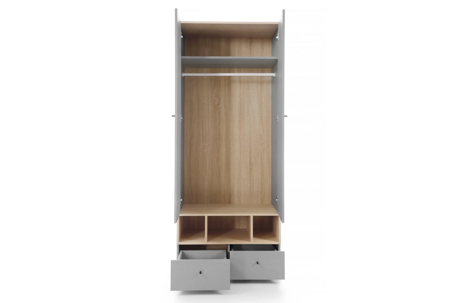 Schlafzimmer Set – 6 Teile – ORO System – Grau / Sonoma Eiche – Modernes Kinder- und Jugendzimmer mit Stauraum
