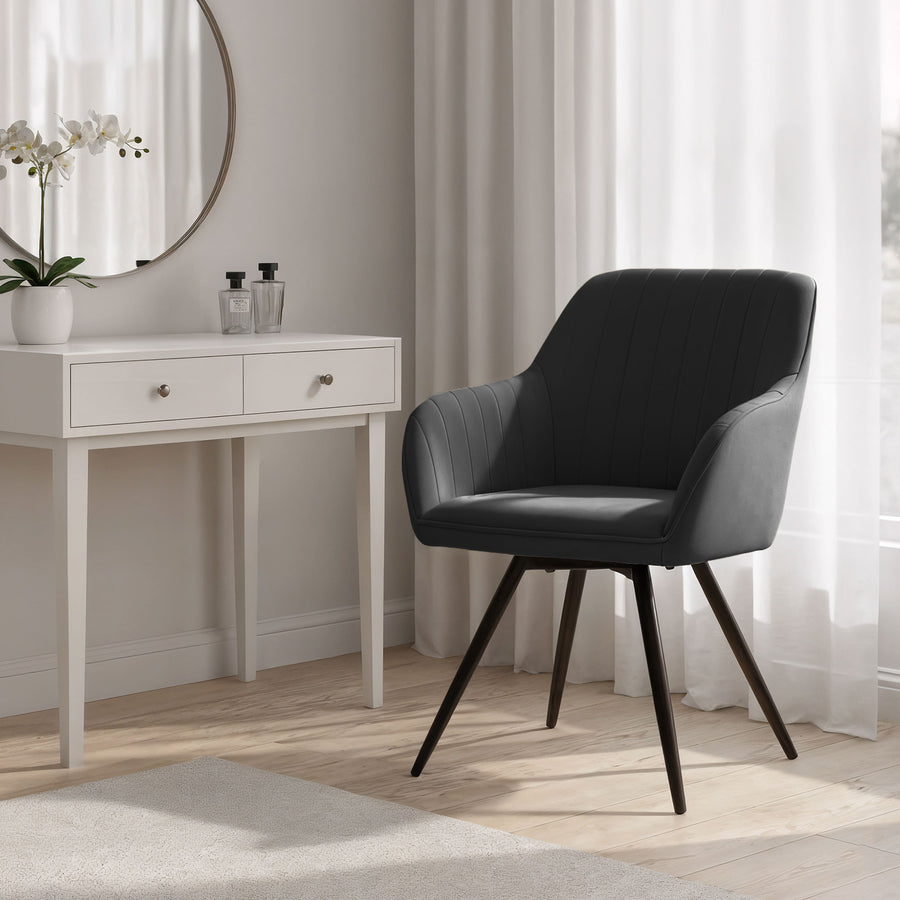 stuhl Set – TURNO – Veloursstuhl mit 360° Drehfunktion und modernen Steppnähten