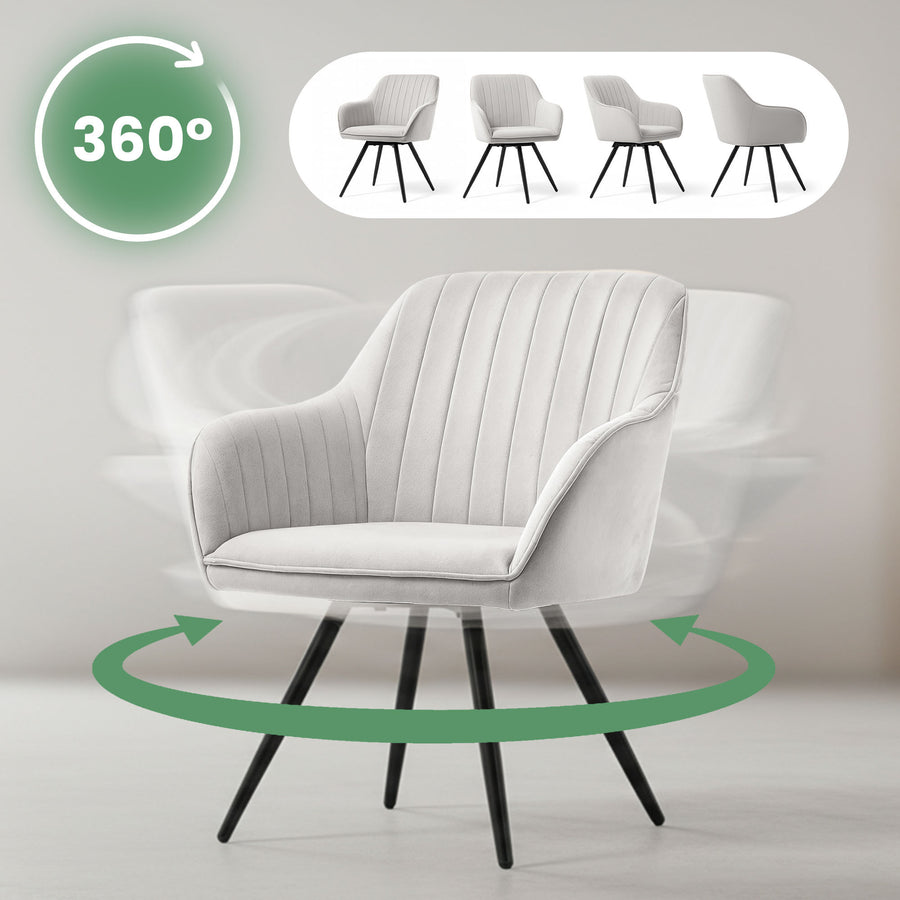 stuhl Set – TURNO – Komfortable Samtstühle mit stilvoller 360° Drehfunktion