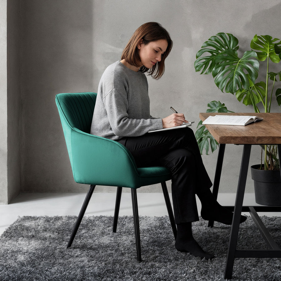 stuhl Set – FLORENCE – Elegante Samtstühle mit modernem Steppdesign