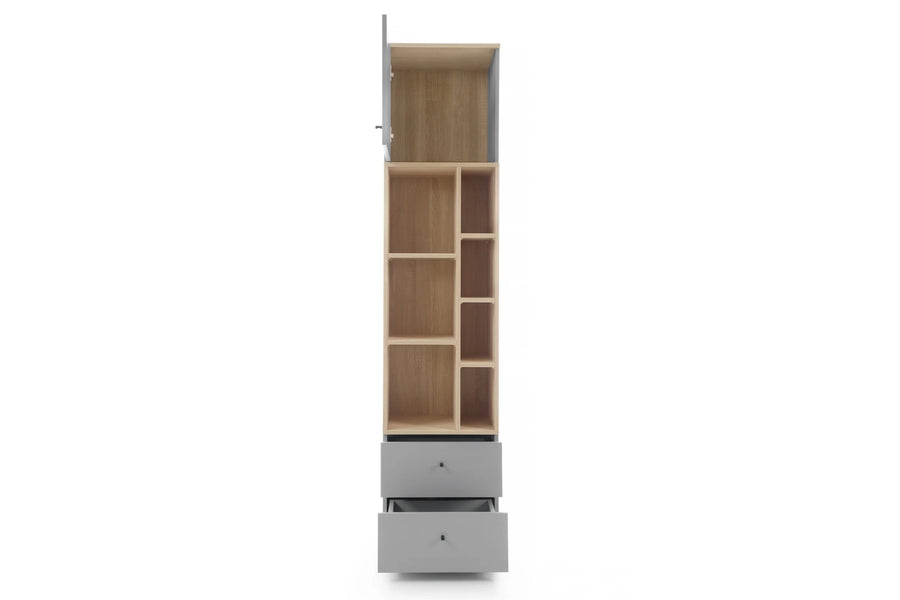 Schlafzimmer Set – 6 Teile – ORO System – Grau / Sonoma Eiche – Modernes Kinder- und Jugendzimmer mit Stauraum