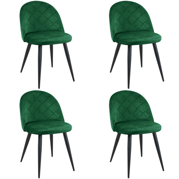 Stuhl Set – 4 Teile Dunkelgrün – Stilvolle gepolsterte Eleganz