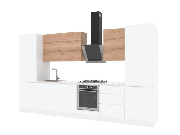 Küchenzeile – Küchenblock 360 cm – Velora / Glanzia – KU-S59 – Artisan Eiche / Weiß – Ohne Arbeitsplatte & Elektrogeräte