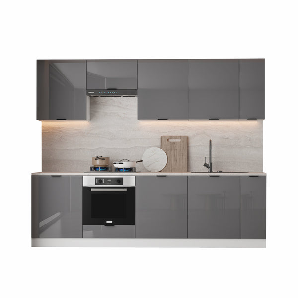 Küchenzeile – LUNARA – Küchenblock 270 cm, ohne Arbeitsplatte & Elektrogeräte