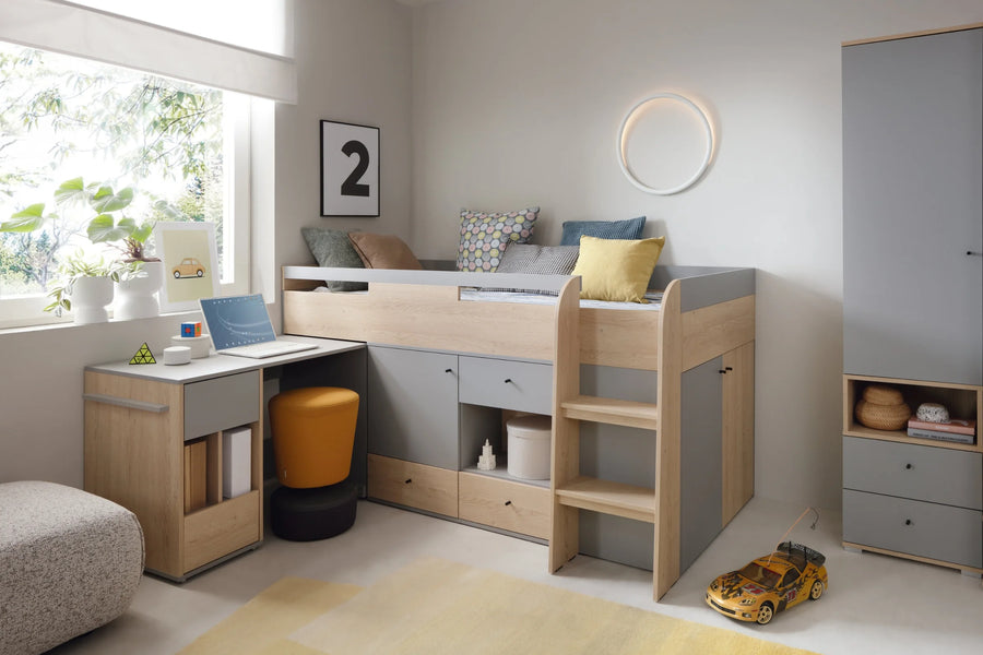 Funktionsbett – ORO System 08 – Praktisch mit Stauraum und Schreibtisch – Ohne Matratze