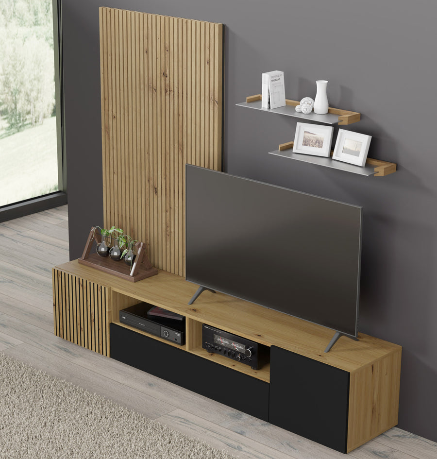 Wandregal – AURIS I – 60 cm Modernes Hängeregal-Set aus Glas und Holzoptik