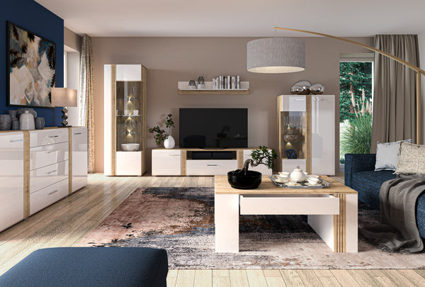 Wohnzimmer Set 6-teilig – ADAGIO – Modernes Wohnmöbel-Set mit stilvoller Rillenoptik