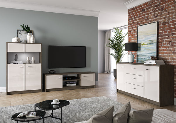 Wohnzimmer Set 3-teilig – AVANTE – Modernes Möbelset mit LED-Beleuchtung und viel Stauraum