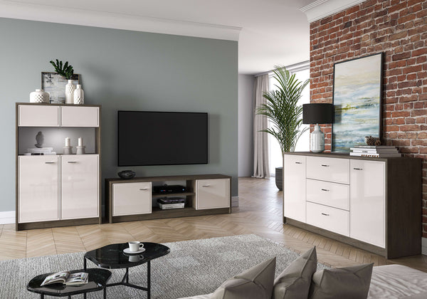 Wohnzimmer Set 3-teilig – AVANTE – Modernes Möbelset mit LED-Beleuchtung und viel Stauraum
