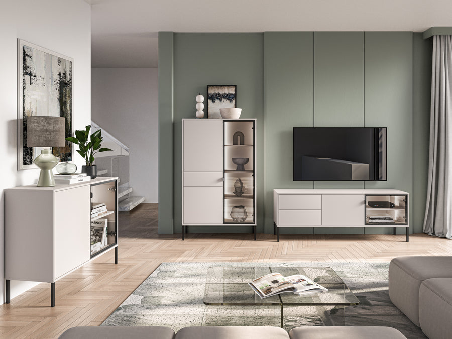 Wohnzimmer Set 3-teilig – REYNOS – Modernes Möbelset mit Push-to-Open System