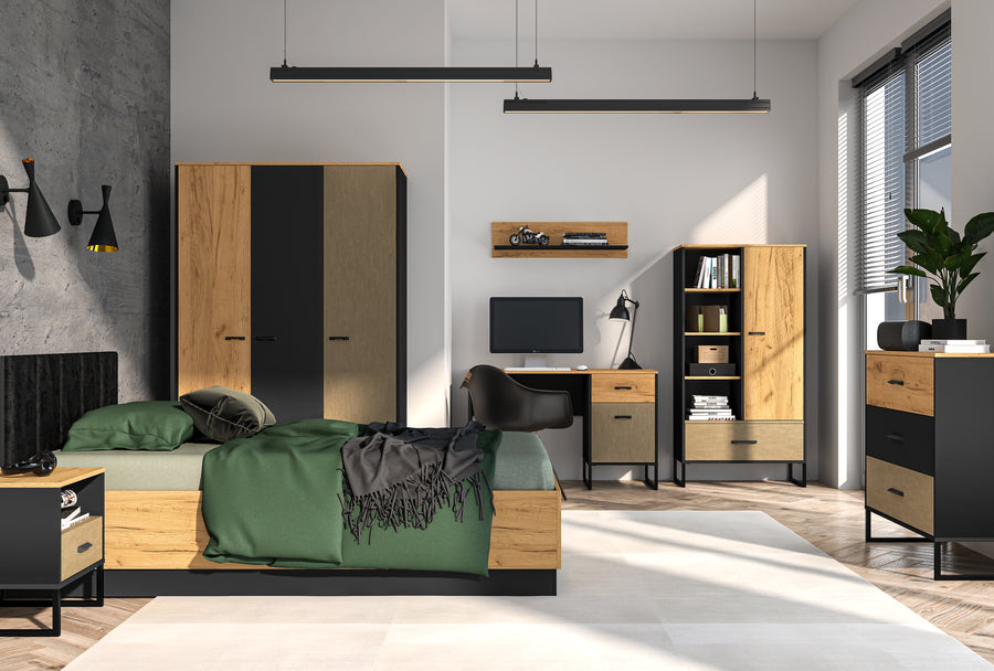 Schlafzimmer Set 7-teilig – COLT – Moderne Industrial Möbelserie mit stilvollem Design und viel Stauraum