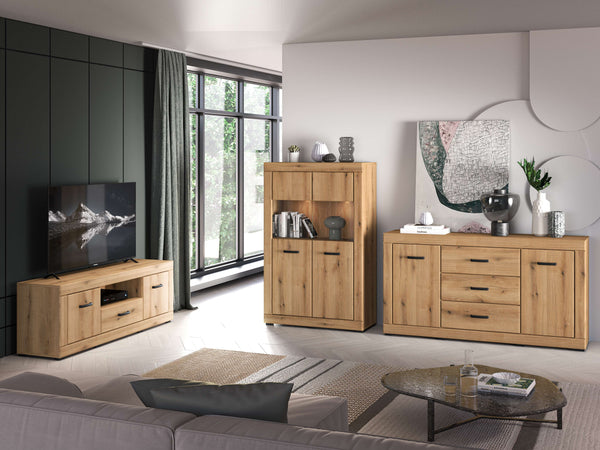 Wohnzimmer Set 3-teilig – DORA – Modernes Möbelset mit LED-Beleuchtung