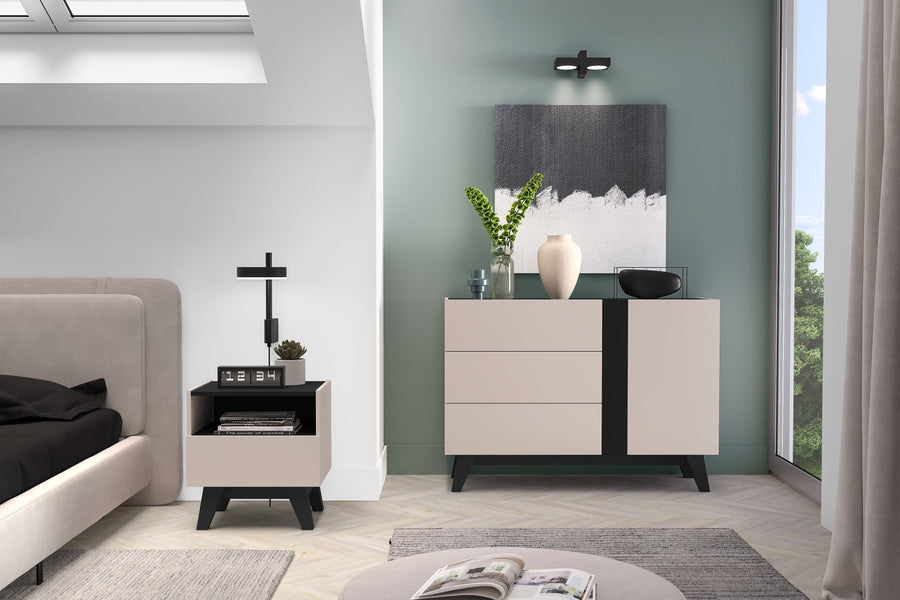 Schlafzimmer Set 2-teilig – FRESHION – Modernes Design mit praktischem Stauraum