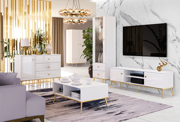 Wohnzimmer Set 5-teilig – GOLDIN – Elegantes Glamour-Design für stilvolle Wohnräume