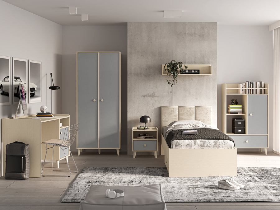Schlafzimmer Set 6-teilig – MEVEL – Moderne Komplettlösung für Schlafen, Arbeiten und Aufbewahren