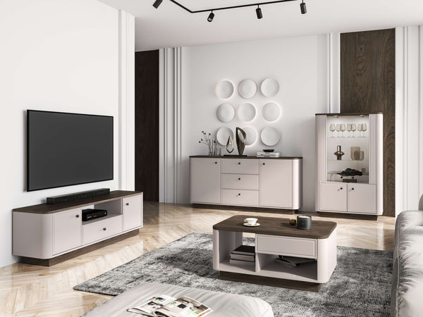 Wohnzimmer Set 4-teilig – VILAVIO – Modernes Möbelset mit LED-Beleuchtung