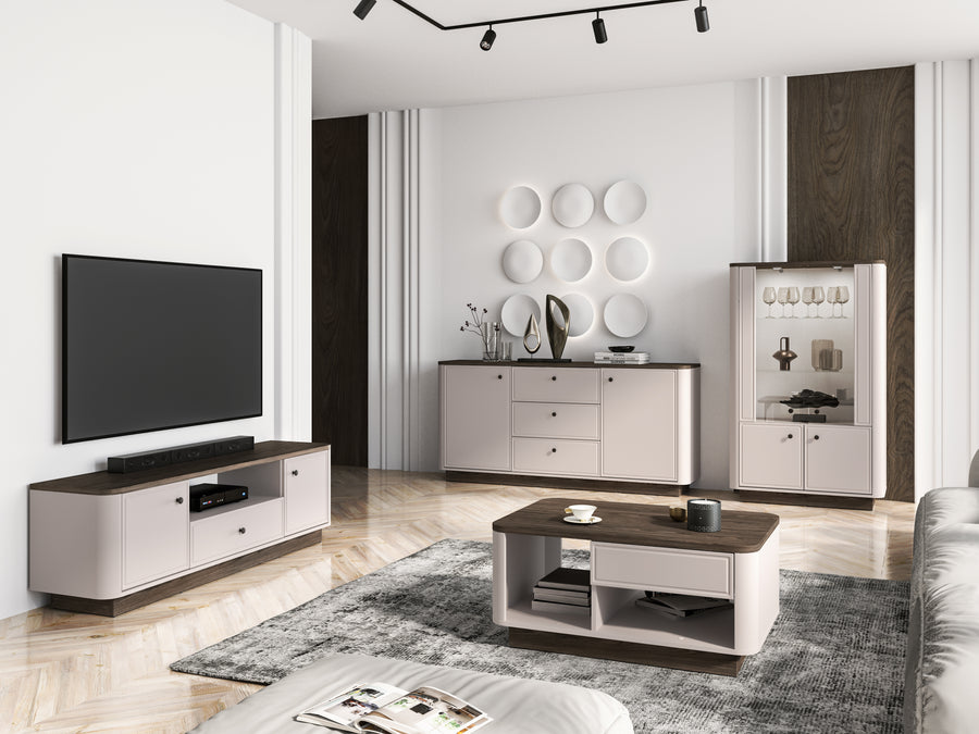 Wohnzimmer Set 4-teilig – VILAVIO – Modernes Möbelset mit LED-Beleuchtung