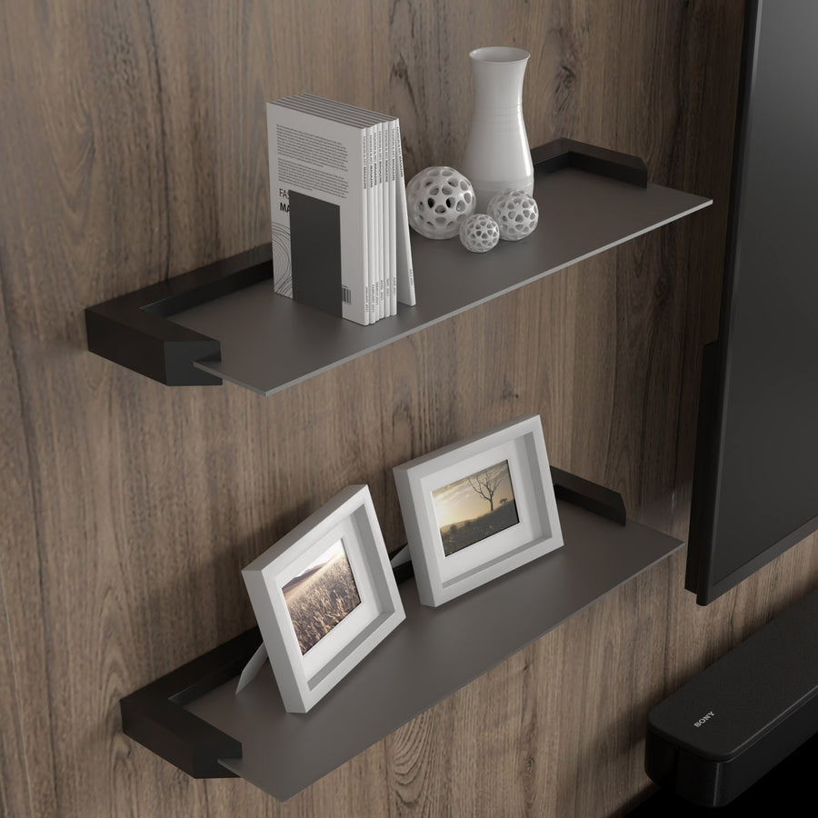 Wandregal – AURIS I – 60 cm Modernes Hängeregal-Set aus Glas und Holzoptik