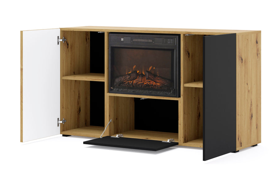 Kommode – AURIS I – 148 cm mit Kamin und Push-to-Open
