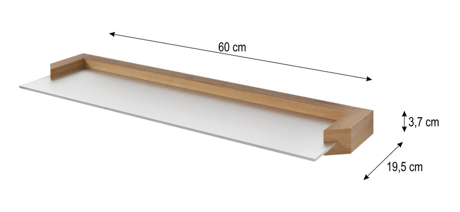 Wandregal – AURIS I – 60 cm Modernes Hängeregal-Set aus Glas und Holzoptik