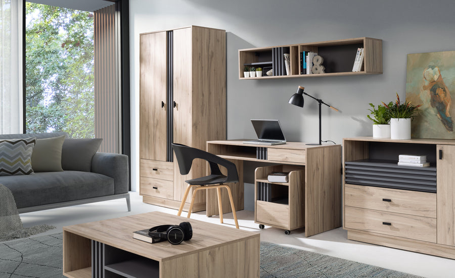 Wohnzimmer-Set – 6-teilig – ALLMO System – Sonoma Eiche – Wohn- und Arbeitsraum-Möbelpaket