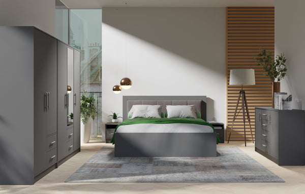 Schlafzimmer-Set – SMART – 6-teilig in Grau, ohne Matratze