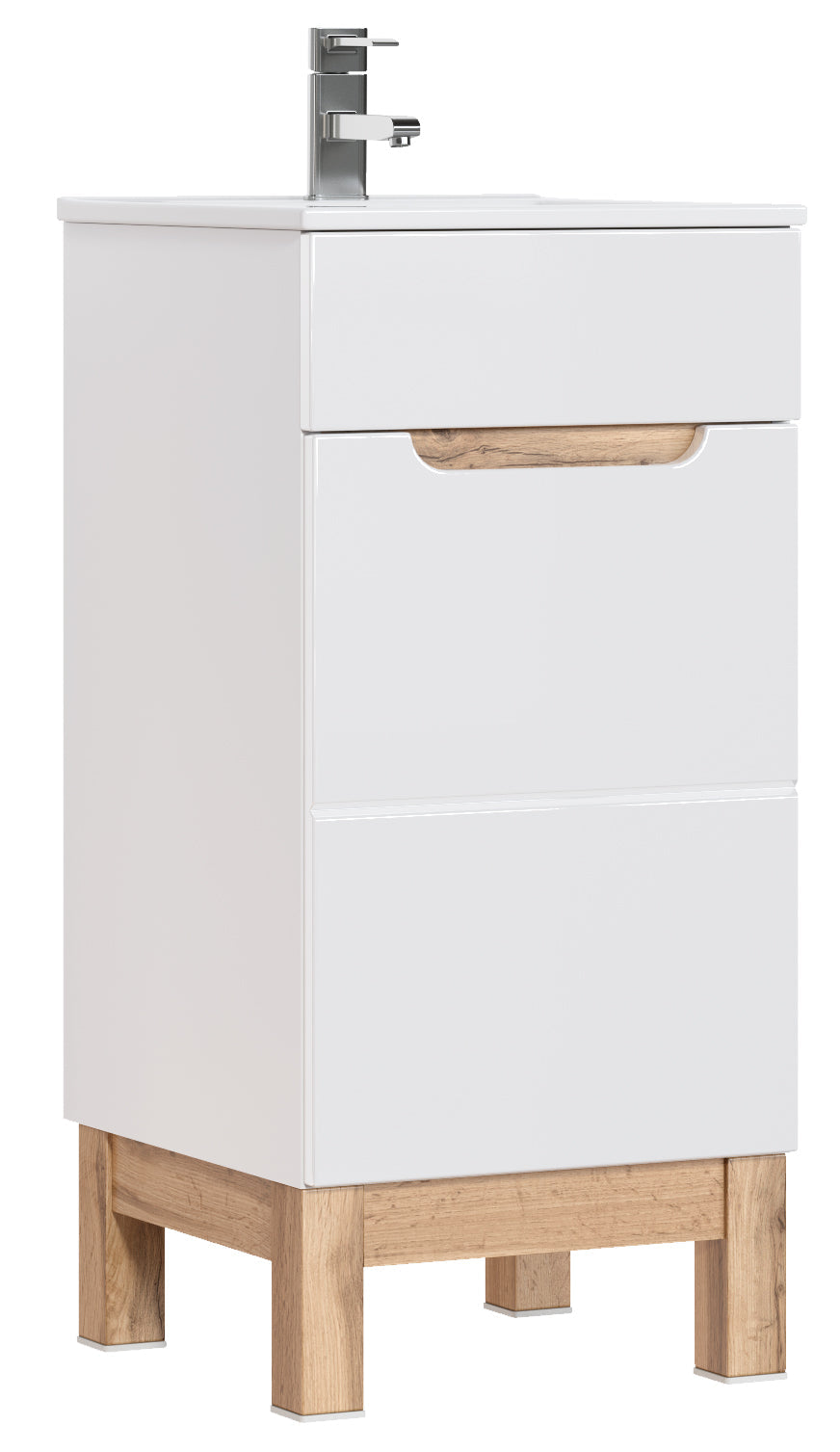 Badhochschrank – BALI – Schmaler Badezimmerschrank mit Hochglanz-Front