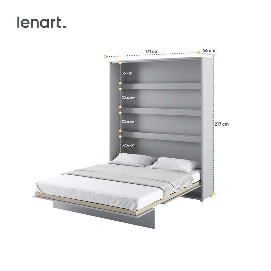 Klappbett – BED CONCEPT – Vertikales Wandbett 160×200 cm mit Metallrahmen