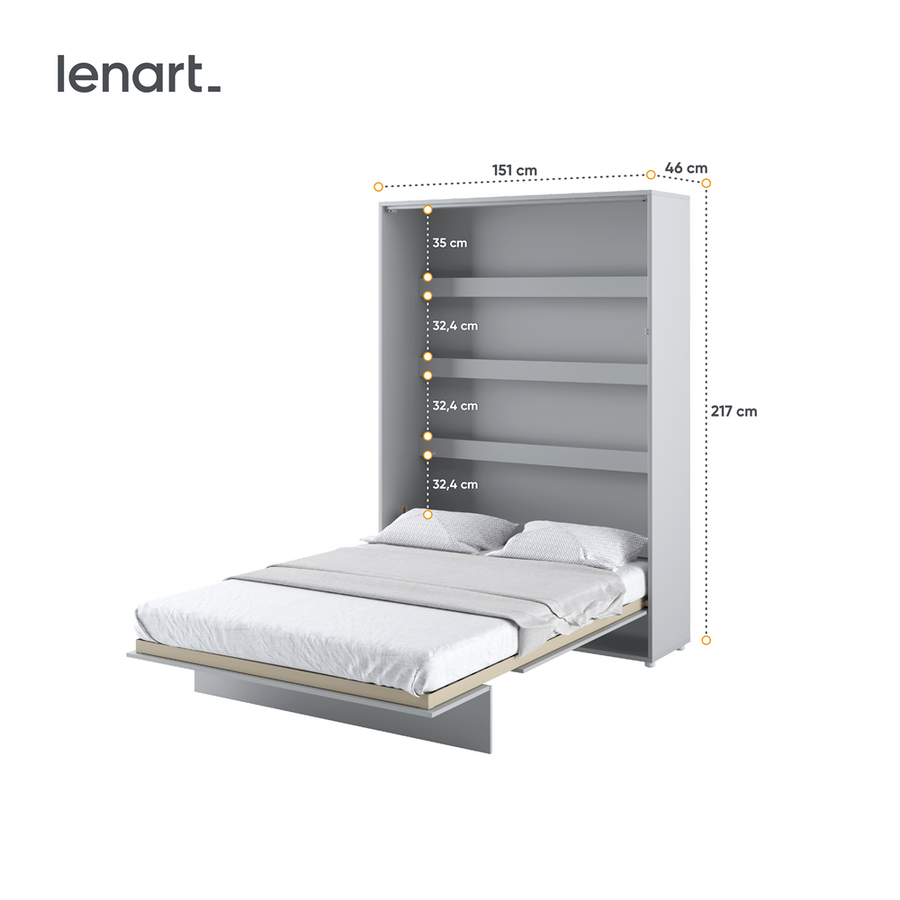 Klappbett – BED CONCEPT – Vertikales Wandbett 140×200 cm mit Metallrahmen