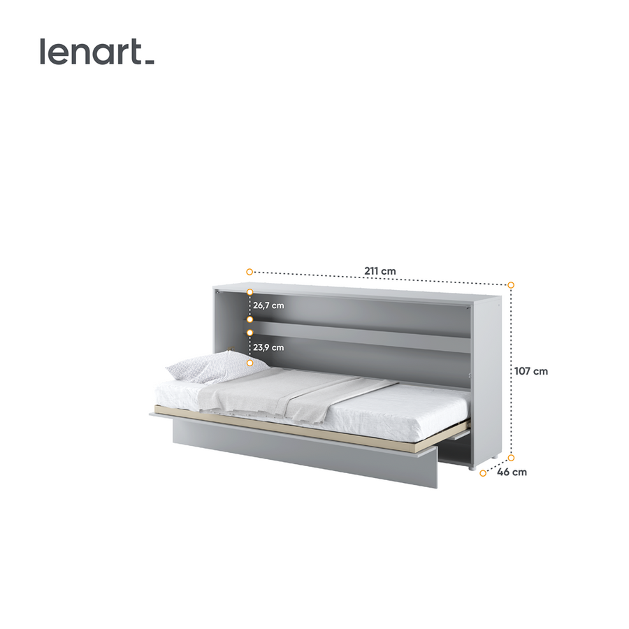 Klappbett – BED CONCEPT – Horizontales Wandbett 90×200 cm mit Metallrahmen