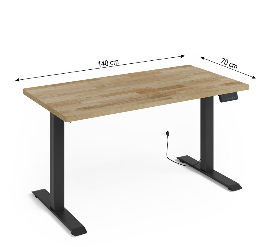 Schreibtisch – BIM NATURAL – Höhenverstellbar mit Massivholzoptik