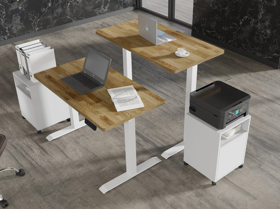 Schreibtisch – BIM NATURAL – Höhenverstellbar mit Massivholzoptik