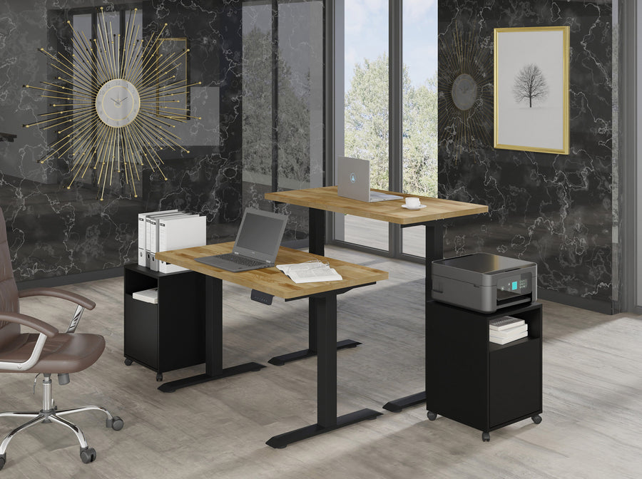 Schreibtisch – BIM NATURAL – Höhenverstellbar mit Massivholzoptik