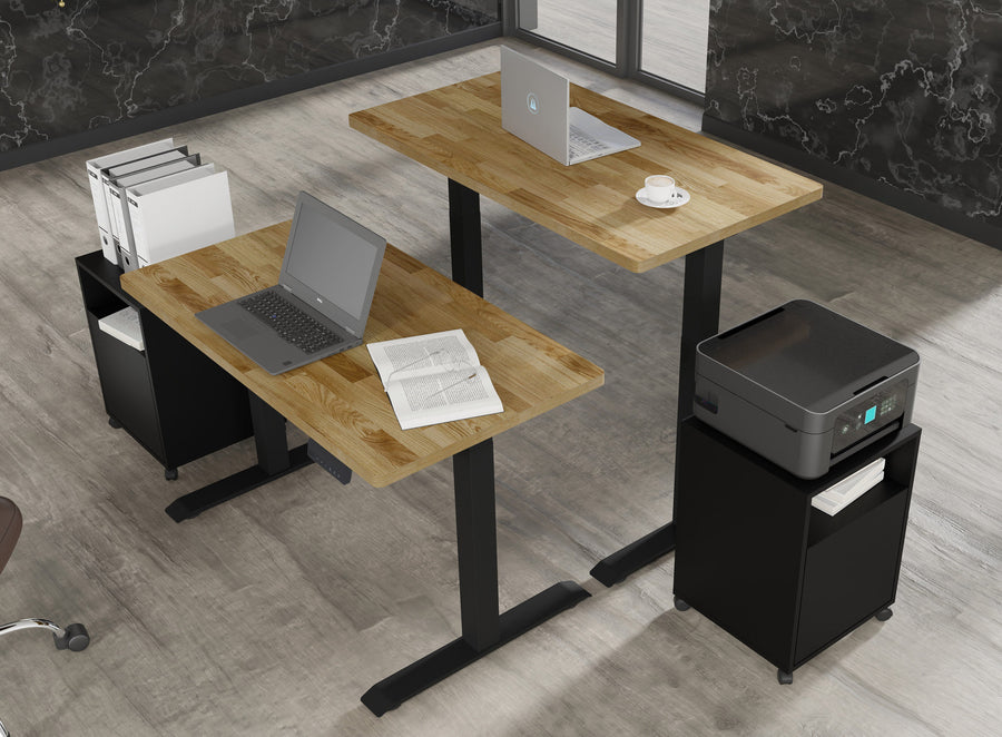 Schreibtisch – BIM NATURAL – Höhenverstellbar mit Massivholzoptik