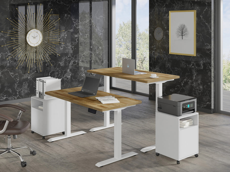 Schreibtisch – BIM NATURAL – Höhenverstellbar mit Massivholzoptik