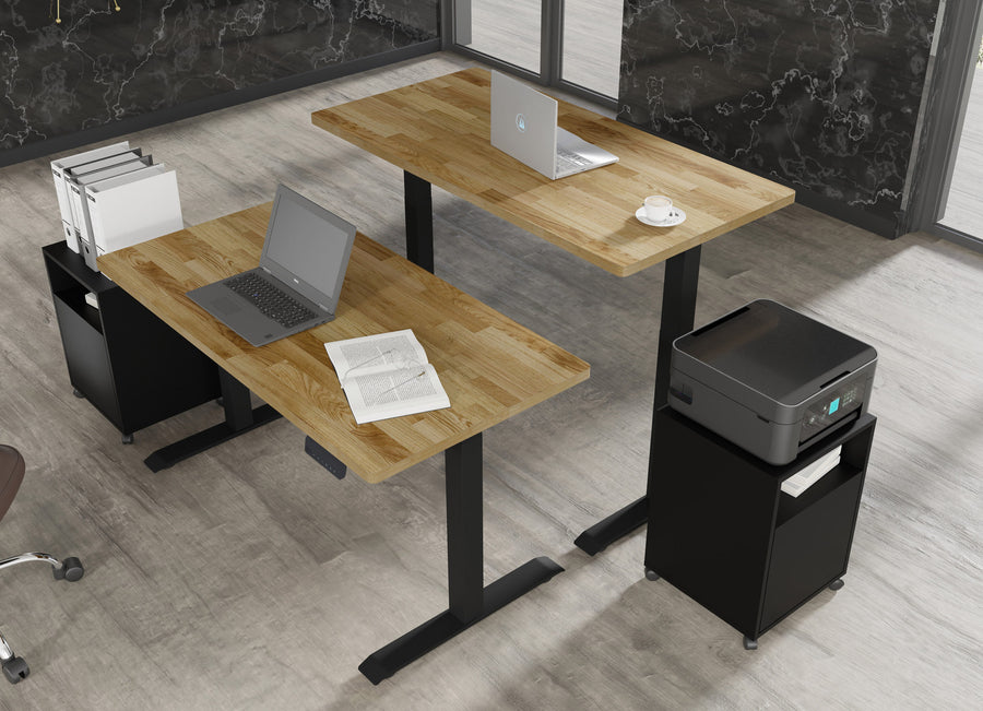Schreibtisch – BIM NATURAL – Höhenverstellbar mit Massivholzoptik