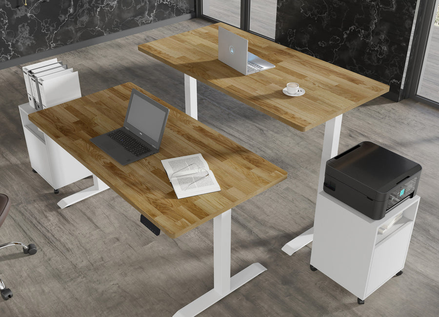 Schreibtisch – BIM NATURAL – Höhenverstellbar mit Massivholzoptik