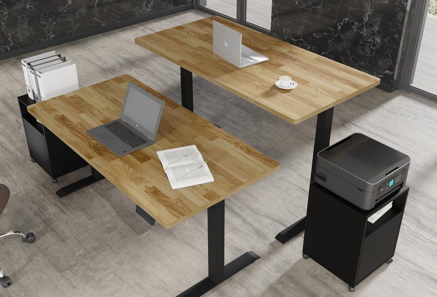 Schreibtisch – BIM NATURAL – Höhenverstellbar mit Massivholzoptik