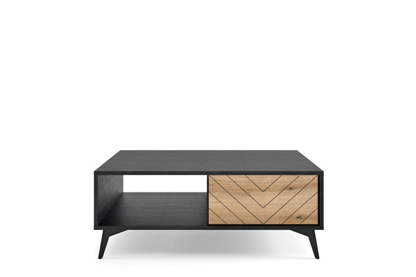 Couchtisch – DIAMOND – L104, Eiche Evoke / Schwarz mit Stauraum