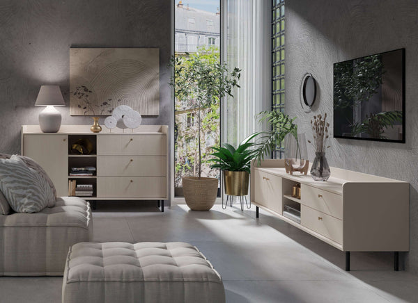 Wohnzimmer-Set – GRANDE – 2 Teile, Beige, Ordnung und Stil