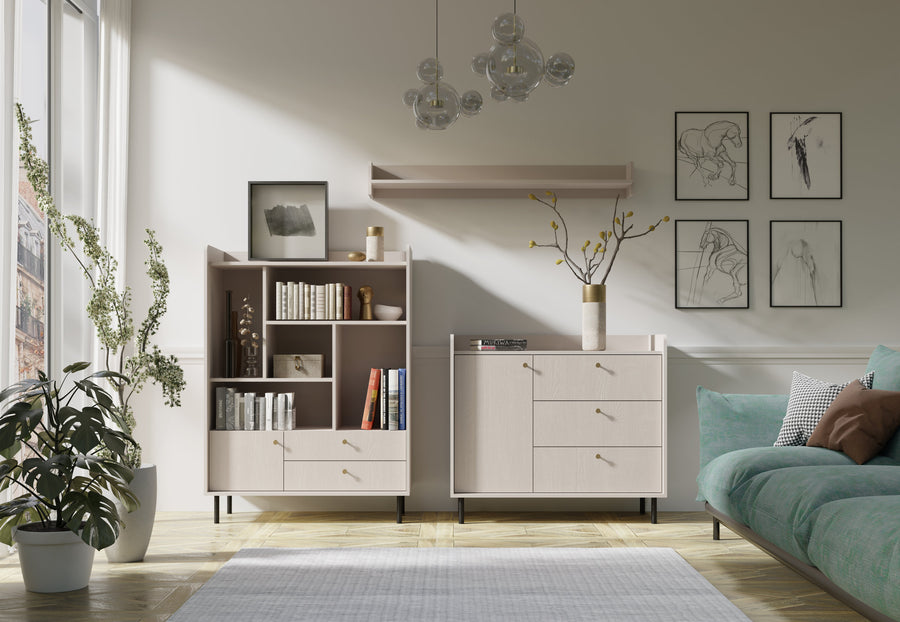 Wohnzimmer-Set – GRANDE – 3 Teile, Beige, Funktionalität und Stil
