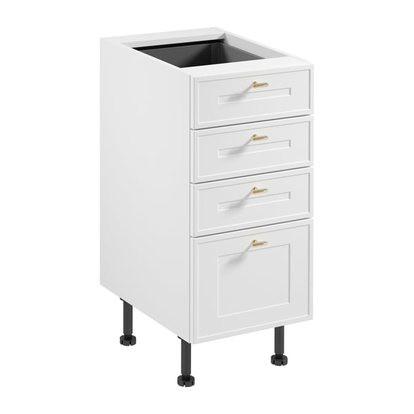 Unterschrank – Livaro – D40S4 AX, Weiß / Weiß Rahmen