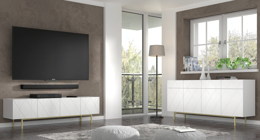 Kommode – KAIRO – Modernes Sideboard mit Fräsfront und Metallgestell, 180 cm