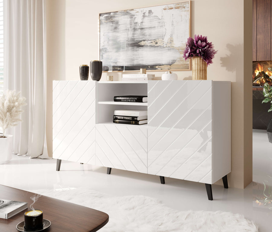 Kommode – ABETO – Moderner Schrank mit Hochglanz-MDF-Fronten 150 cm