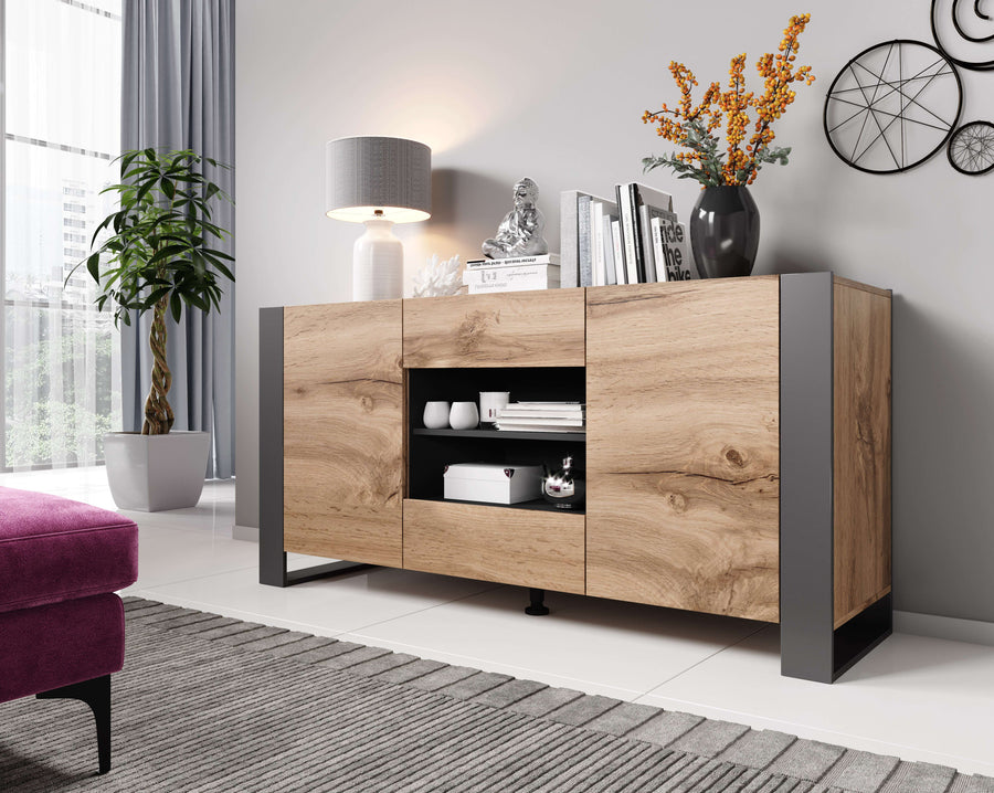 Kommode – WOOD I – Modernes Sideboard mit Holzoptik 164 cm