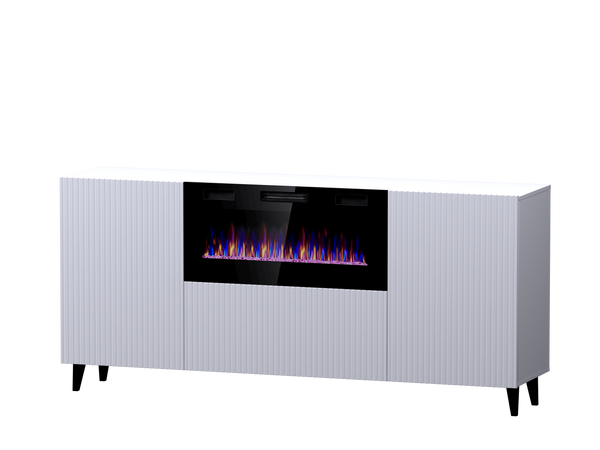 Kommode – PAFOS I – Modernes Sideboard mit Elektrokamin und Fräsung 182 cm