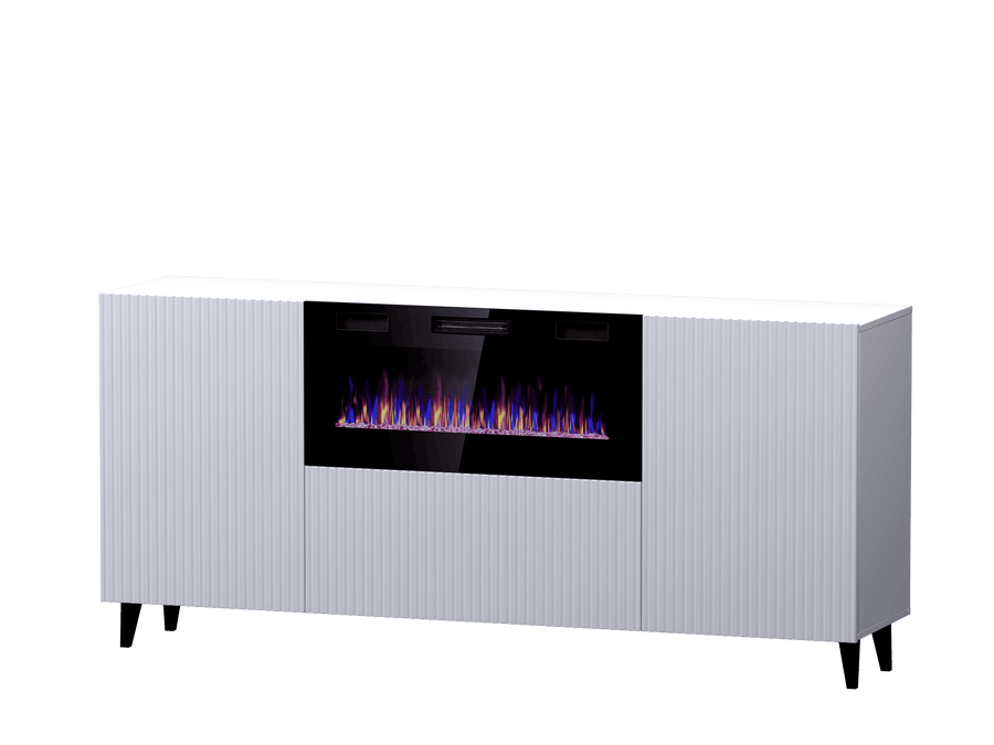 Kommode – PAFOS I – Modernes Sideboard mit Elektrokamin und Fräsung 182 cm