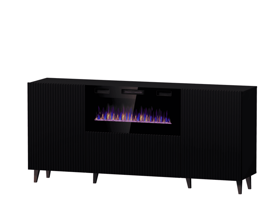 Kommode – PAFOS I – Modernes Sideboard mit Elektrokamin und Fräsung 182 cm