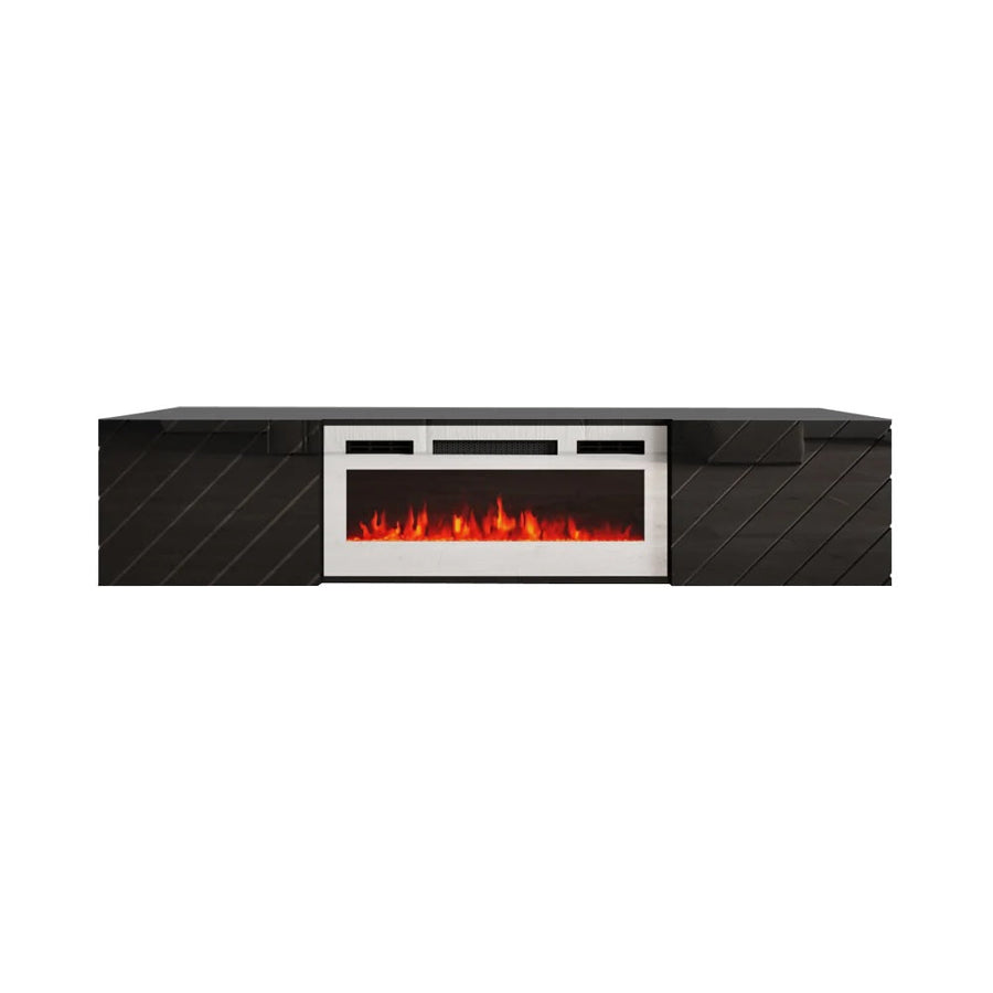 TV-Lowboard – ROXY – Hängendes Board mit Kamin