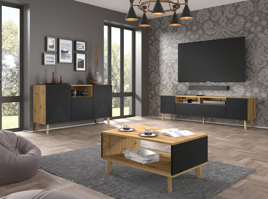Couchtisch – LUXI – 90 cm Loft-Stil Holzoptik